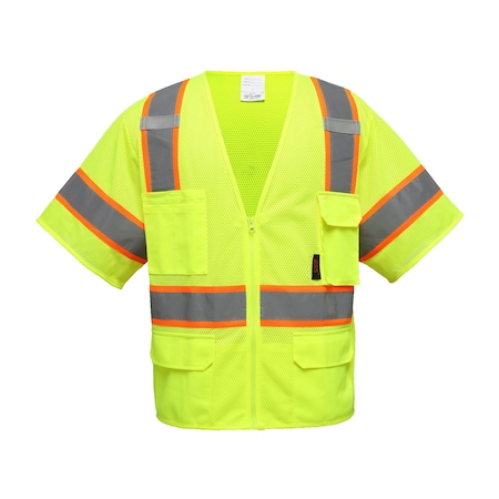 3-in-1 Winter Bomber Jacket, 300D Rip Stop Polyester, Lime/Black, 5XL MPN:8511-5XL