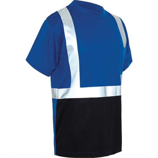 Work Shirt: High-Visibility, 2X-Large, Polyester, Black, Blue & Silver, 1 Pocket MPN:5123-2XL