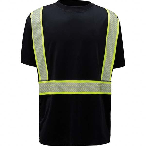 Work Shirt: High-Visibility, Large, Polyester, Black & Silver, 1 Pocket MPN:5703-LG