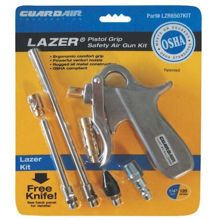 Air Gun Kit, 1/4 in, FNPT, Alum, Silver MPN:LZR6507KIT