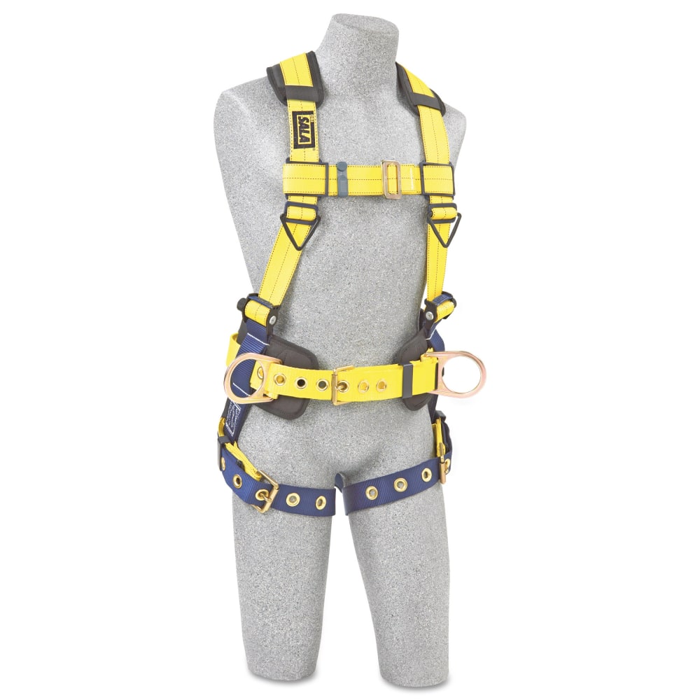 DBI-SALA Delta No-Tangle Harness, 2 Waist D-Rings/Back D-Ring, Large, Navy/Yellow MPN:1101655