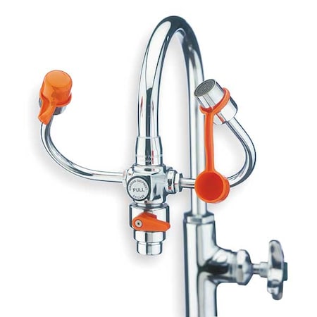 Plumbed Eyewash, Faucet Mount, Plumbed, 6 1/6 in H., 6 3/4 in W MPN:G1201