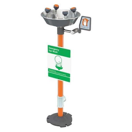 Plumbed Eyewash, Floor Mount, Plumbed, 38 in H., 16 in W MPN:G1704