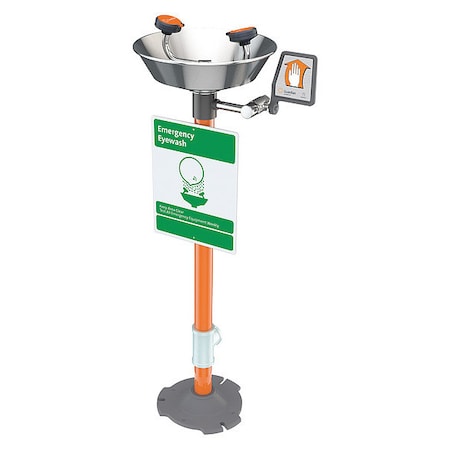 Plumbed Eyewash, Floor Mount, Plumbed, 38 in H., 16 in W MPN:G1760