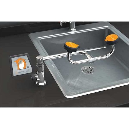 Plumbed Eyewash, Counter Mount, Plumbed, 8 1/4 in H., 17 5/12 in W MPN:G1775LH