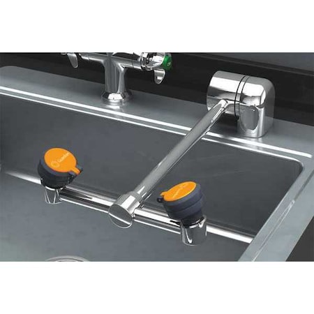 Plumbed Eyewash, Counter Mount, Plumbed, 15 in H., 6 1/2 in W MPN:G1849LH