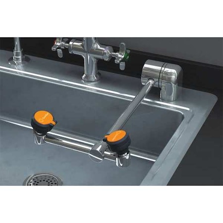Plumbed Eyewash, Counter Mount, Plumbed, 15 in H., 6 1/2 in W MPN:G1849LH-L