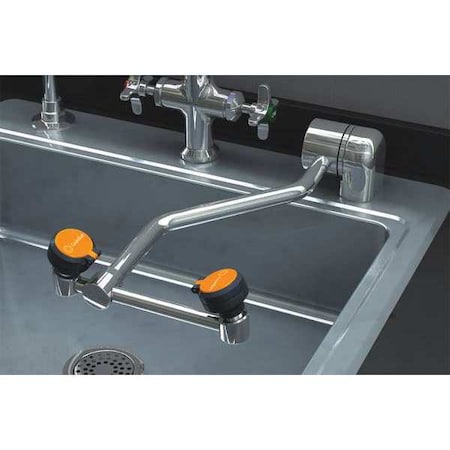 Plumbed Eyewash, Counter Mount, Plumbed, 14 in H., 6 1/2 in W MPN:GBF1849LH-R