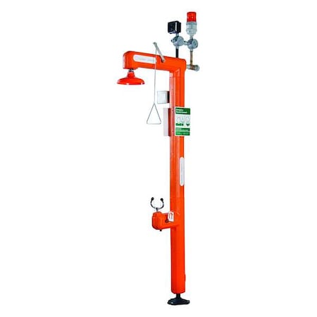 Shower with Eyewash, Floor Mount, Galvanized Steel Pipe, 114 in H, No Bowl Bowl, Orange MPN:GFR3107