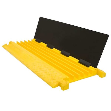 Cable Protector, 2 in H, 3 ft L, 17-5/8 in W, 5 Channel, Polyurethane, Black, Yellow MPN:CP-5P-21