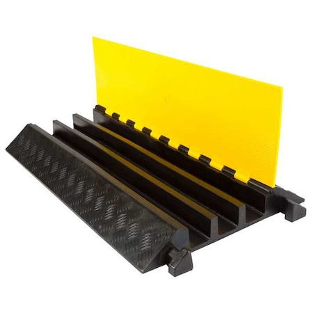 Cable Protector, 3 in H, 35-5/8 in L, 19-3/4 in W, 3 Channel, Rubber, Black, Yellow MPN:DH-CP-4
