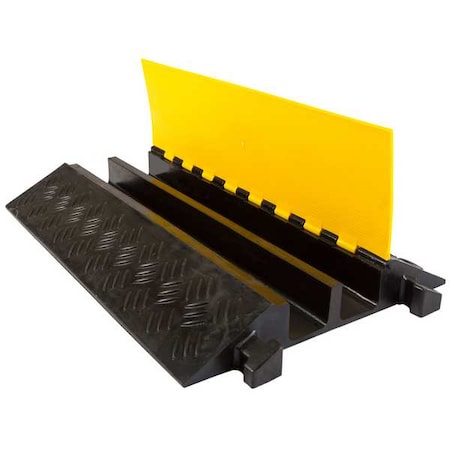 Cable Protector, 4 in H, 35-1/2 in L, 24 in W, 2 Channel, Rubber, Black, Yellow MPN:DH-CP-7