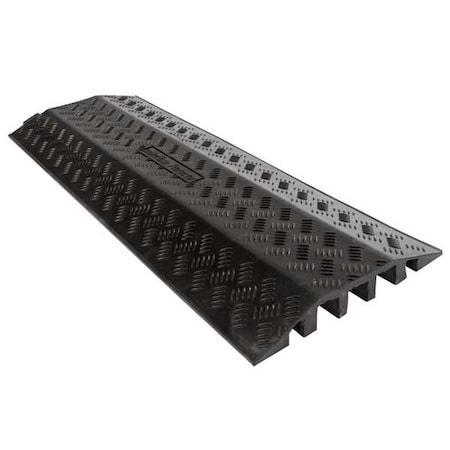 Cable Protector, 1-7/8 in H, 39-3/4 in L, 14-1/8 in W, 3 Channel, Rubber, Black MPN:DH-CR-6