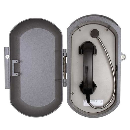 Aluminum Casting Ringdown Telephone, Armored Cord, Wall Mount, Gray MPN:ACR-41