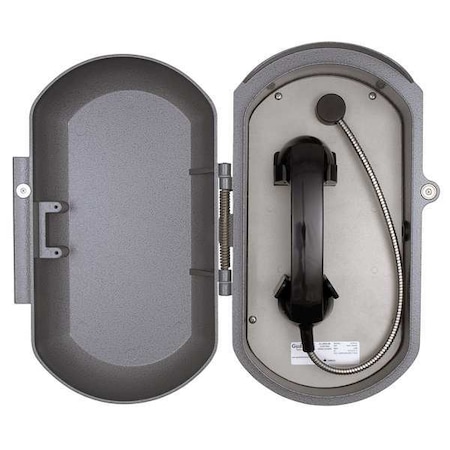 Aluminum Casting Ringdown Telephone, Armored Cord, Wall Mount, Gray MPN:ACR-41-V