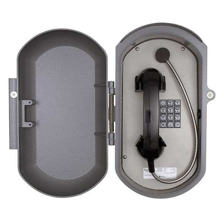 Aluminum Casting Telephone, Armored Cord, Wall Mount, Gray MPN:ACT-40
