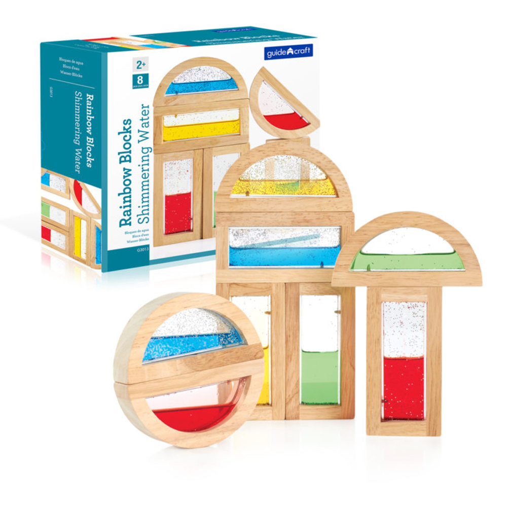 Guidecraft USA 8-Piece Rainbow Block Set, Shimmering Water, Pre-K - Grade 3 MPN:GD-3013