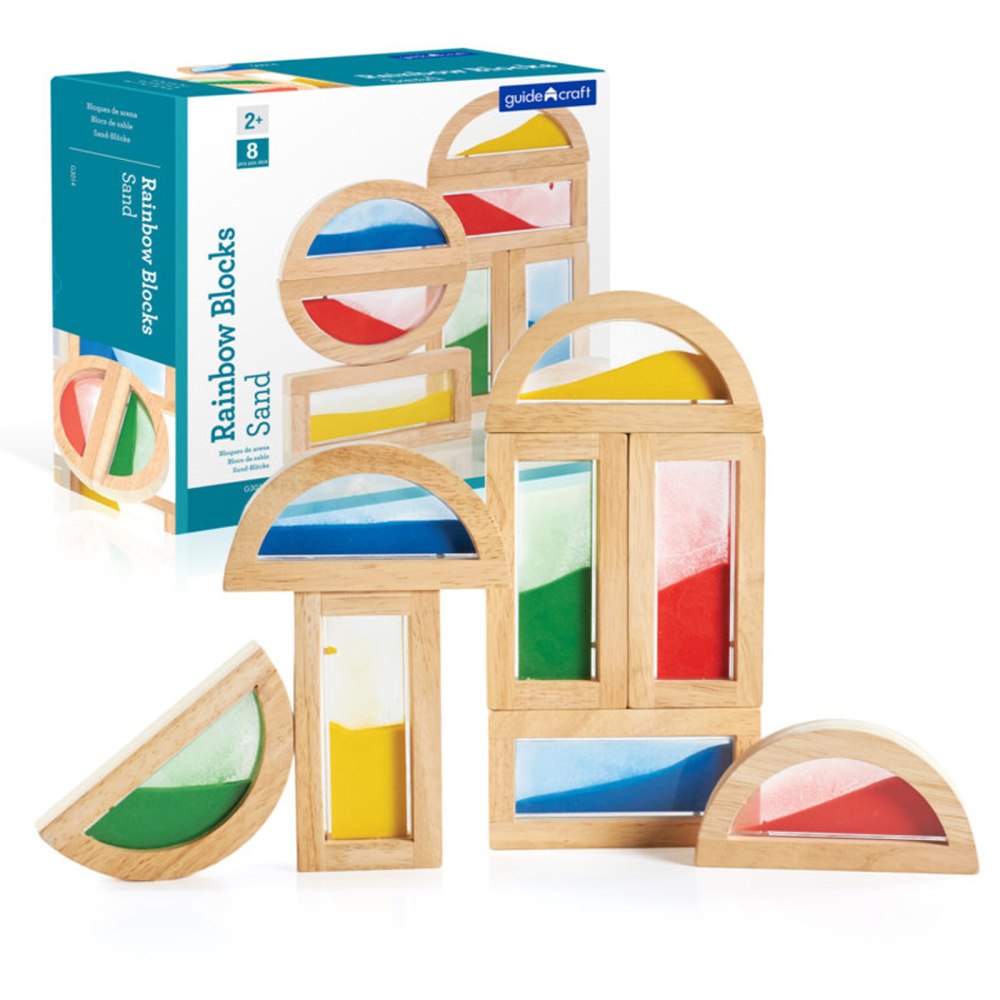 Guidecraft USA 8-Piece Rainbow Block Set, Sand, Pre-K - Grade 3 MPN:GD-3014