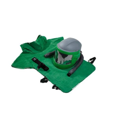 Blast Helmet, Green/Gray/Black, RPB Nova 3 - Flow Control, XL Leather Cape, Nova 3 MPN:NV3-702-53