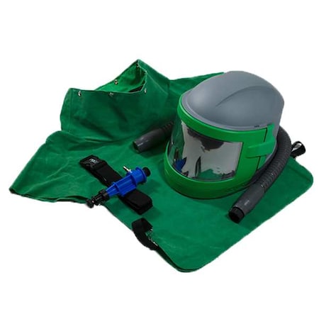 Blast Helmet, Green/Gray/Black, RPB Nova 3 - Cool Air Tube, Leather Cape, Nova 3 MPN:NV3-703-52