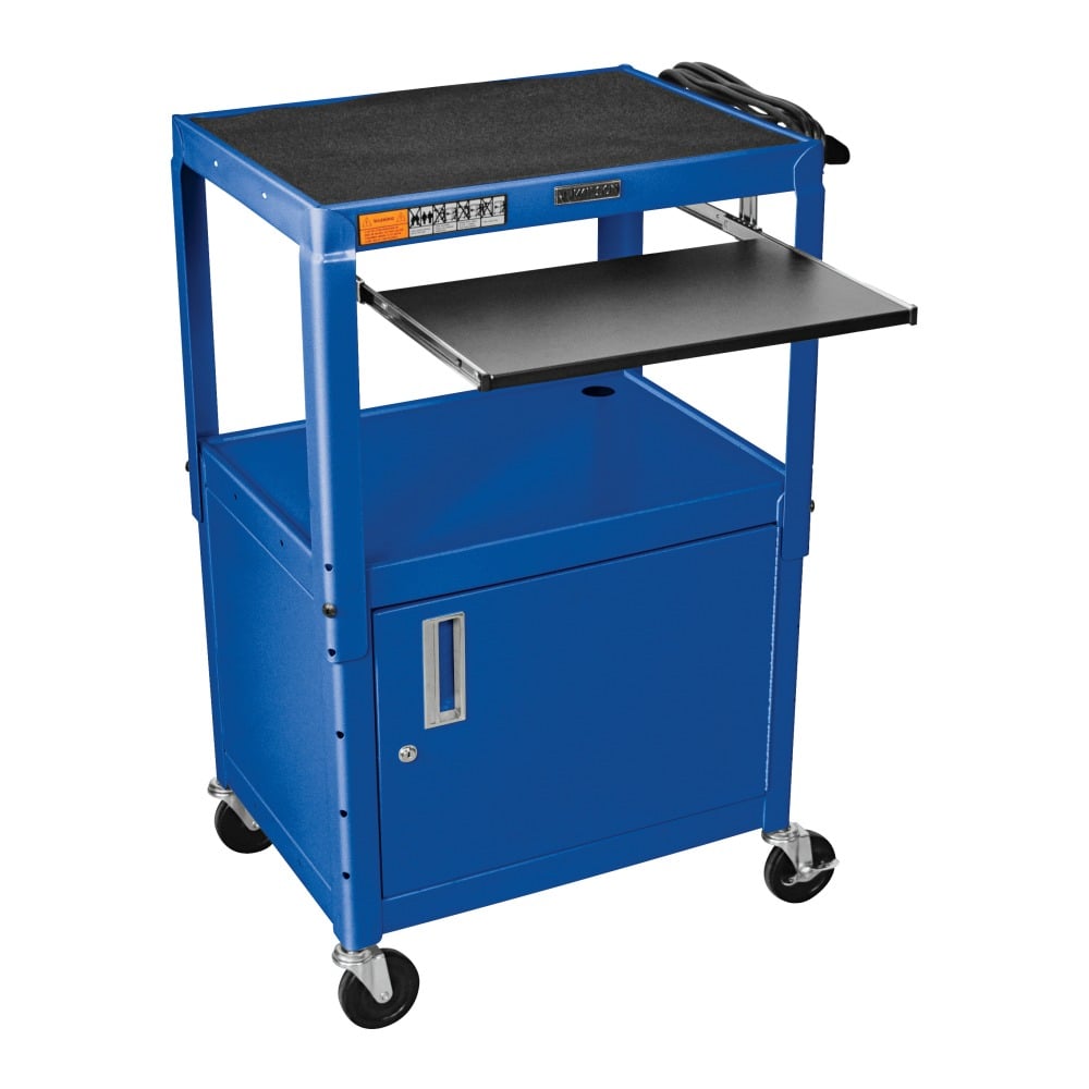 Luxor Adjustable Height Cart, With Cabinet/Pullout Tray, 16 5/8inH x 24inW x 17 1/2inD, Blue MPN:AVJ42KBC-RB