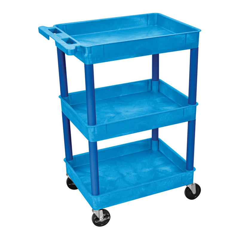 Luxor 3-Shelf Tub Cart, 36 1/2inH x 24inW x 18inD, Blue MPN:BUSTC111BU