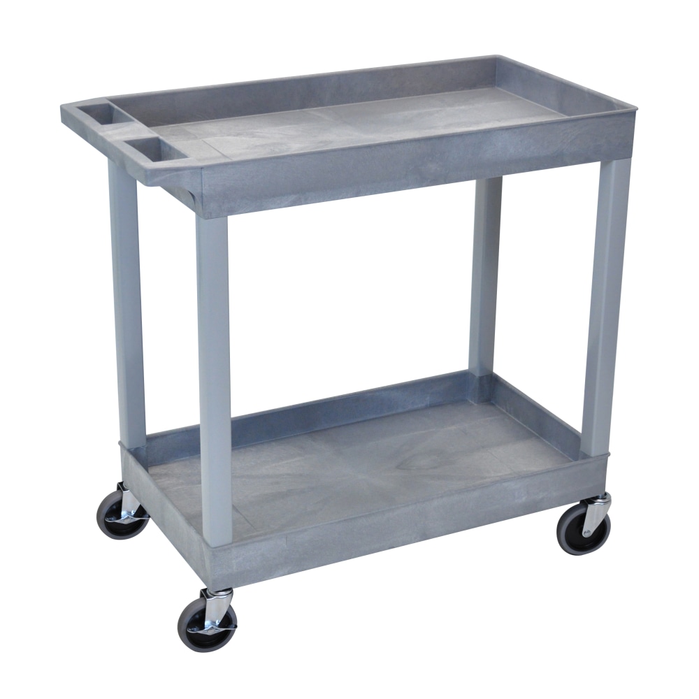Luxor E-Series 2-Tub Plastic Utility Cart, 34 1/4inH x 35 1/4inW x 18inD, Gray MPN:EC11-G
