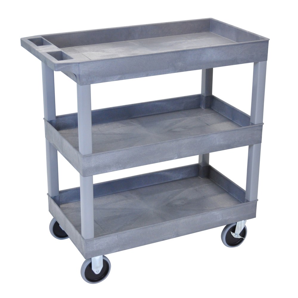 Luxor E-Series 3-Shelf Tub Cart, 37 1/4inH x 32inW x 18inD, Gray MPN:EC111HD-G