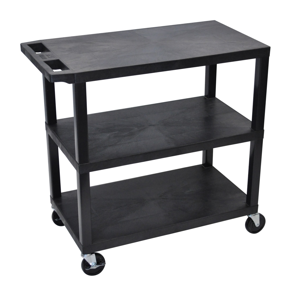 Luxor E-Series Plastic Cart, 3-Shelves, 36 1/4inH x 35 1/4inW x 18inD, Black MPN:EC222-B