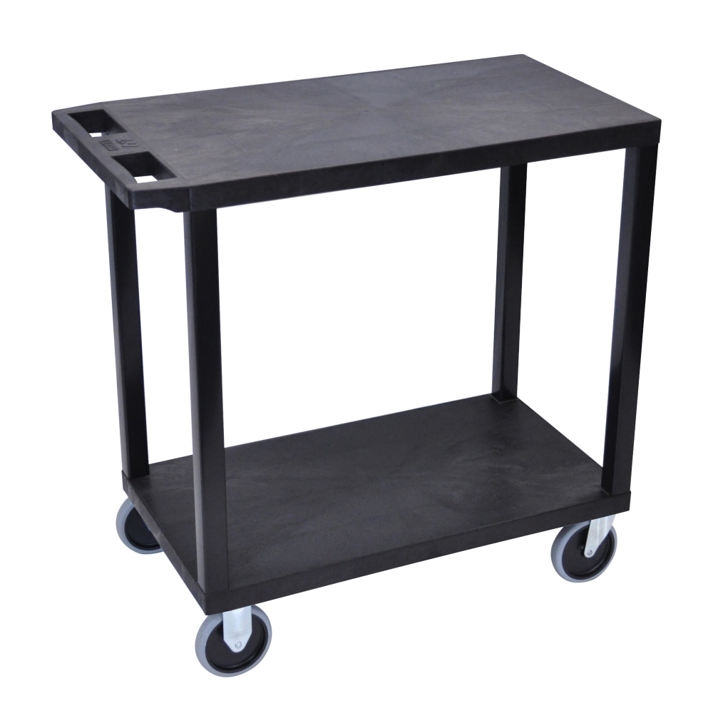 Luxor E-Series Plastic Cart, 2-Shelves, Heavy-Duty, 36 1/4inH x 32inW x 18inD, Black MPN:EC22HD-B