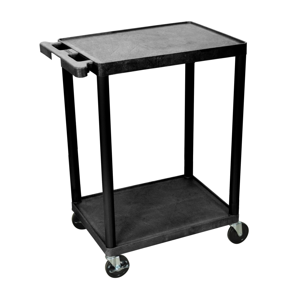Luxor 2-Shelf Plastic Utility Cart, 33 1/2inH x 24inW x 18inD, Black MPN:HE32-B