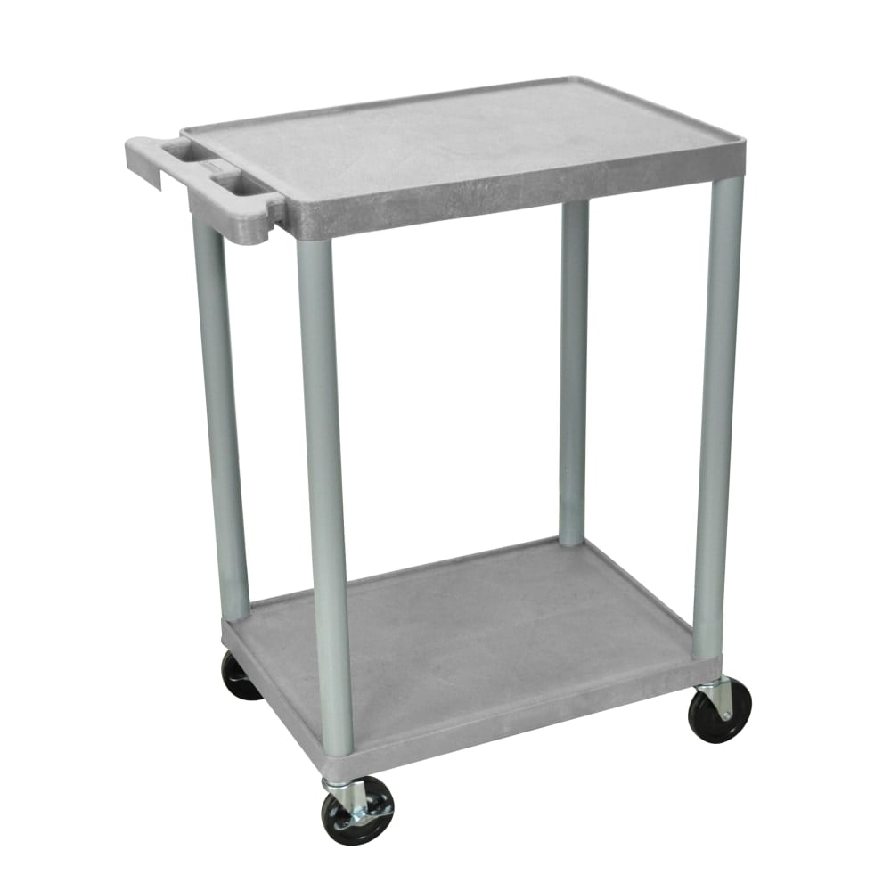 Luxor 2-Shelf Plastic Utility Cart, 33 1/2inH x 24inW x 18inD, Gray MPN:HE32-G