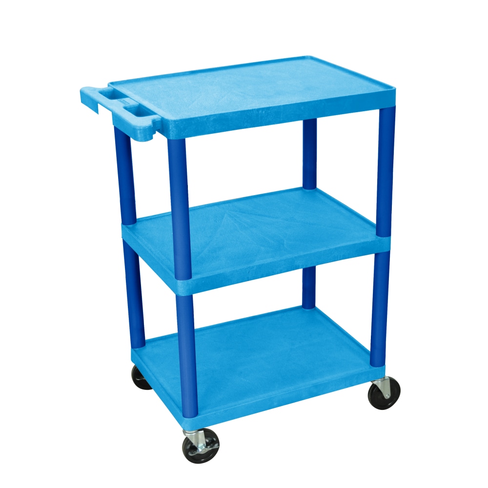 Luxor Plastic Utilty Cart, 3 Shelves, 32 1/2inH x 24inW x 18inD, Blue MPN:HE34-BU