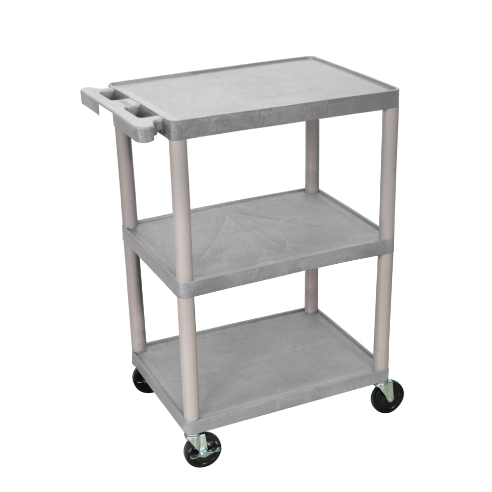 Luxor Plastic Utilty Cart, 3 Shelves, 32 1/2inH x 24inW x 18inD, Gray MPN:HE34-G
