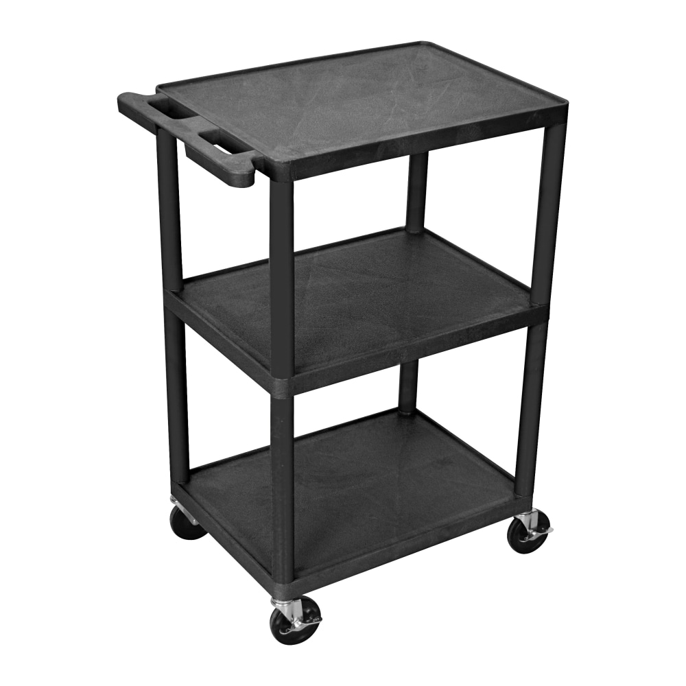 Luxor 3-Shelf Cart, 41inH x 24inW x 18inD, Black MPN:HE42-B