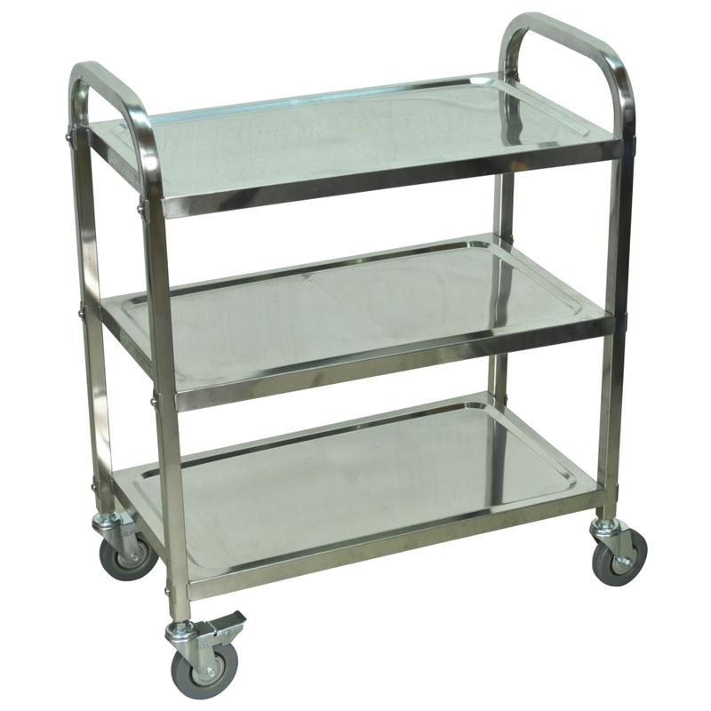 Luxor L100S3 Stainless-Steel 3-Shelf Kitchen Cart, 35inH x 26inW x 16inD, Silver MPN:L10053