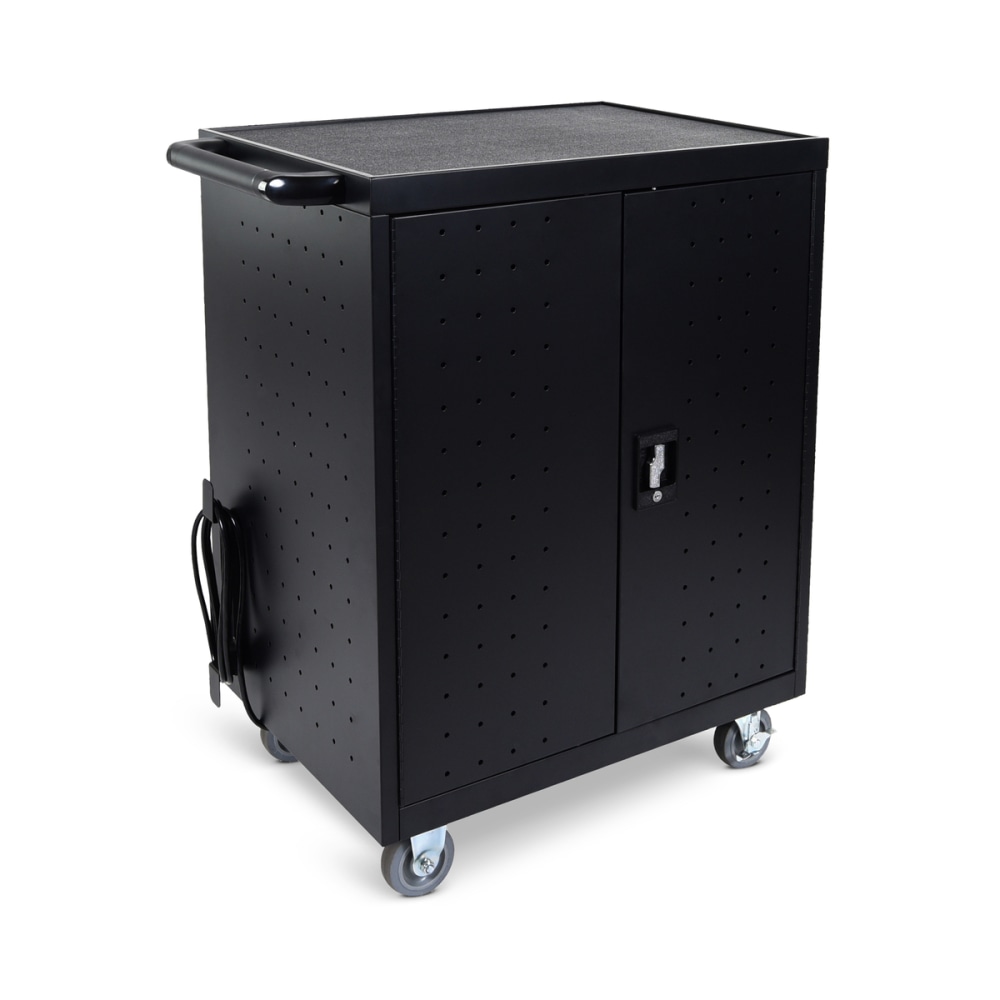 Luxor 32-Device Charging Cart With Timer, 38-1/4inH x 28-1/2inW x 21inD, Black MPN:LLTP32-B
