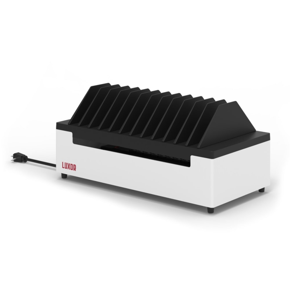 Luxor 12-Port Charging Station For Laptops, Tablets And Mobile Devices, 10-15/16inH x 23-5/8inW x 11-13/16inD, Black/White MPN:LOTT12