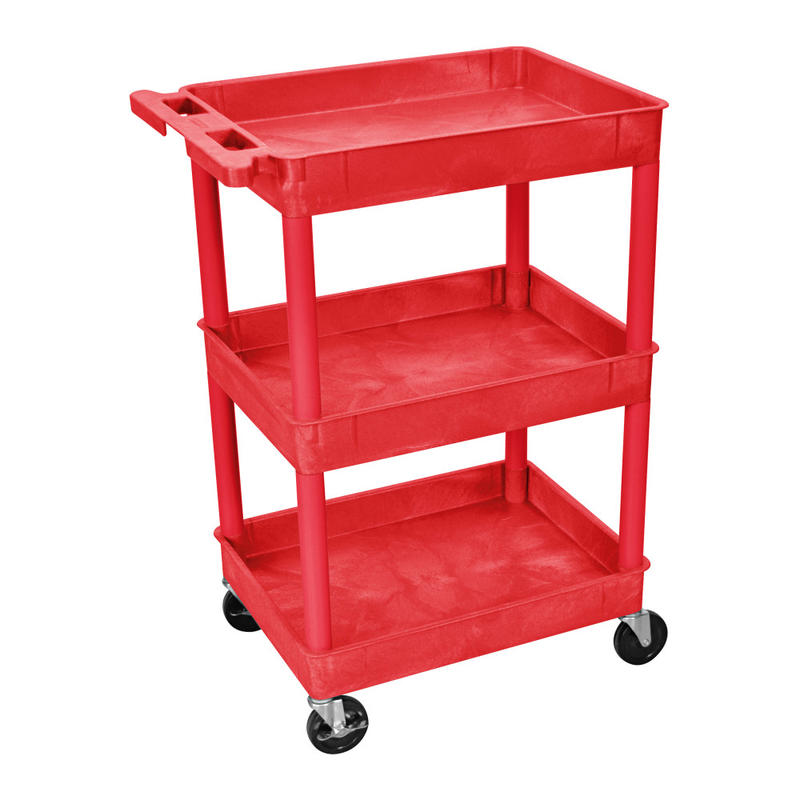 Luxor 3-Shelf Tub Cart, 36 1/2inH x 24inW x 18inD, Red MPN:RDSTC111RD