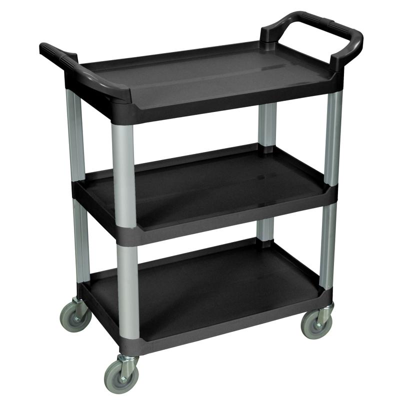 Luxor 3-Shelf Serving Cart, 36 3/4inH x 33 1/2inW x 16 3/4inD, Black MPN:SC12-B