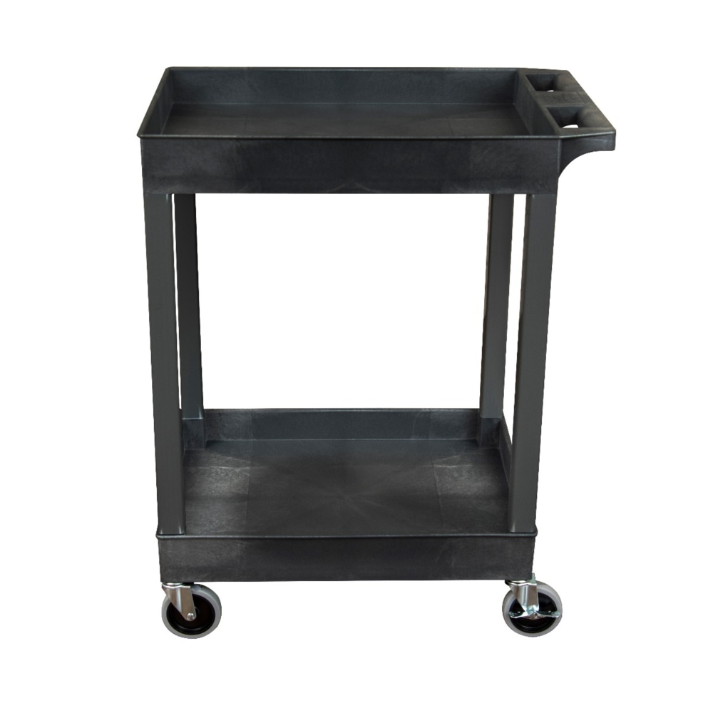 Luxor 2-Shelf Plastic Utility Cart, 34-1/4inH x 24inW x 18inD, Black MPN:SEC11-B