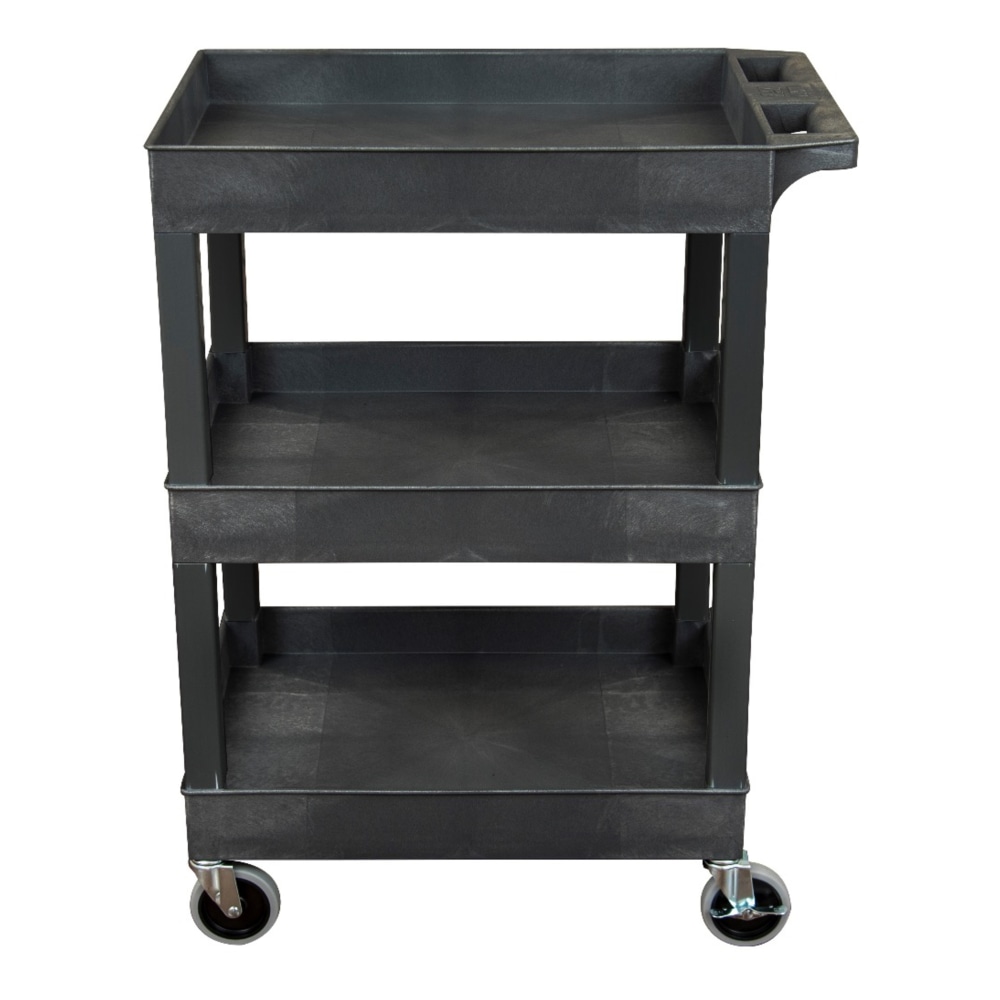 Luxor 3-Shelf Plastic Utility Cart, 36-1/4inH x 24inW x 18inD, Black MPN:SEC111-B