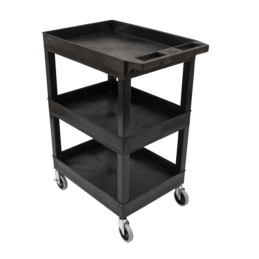 Luxor Plastic Tub Cart, 36 1/4inH x 24inW x 18inD, Black MPN:STC111-B