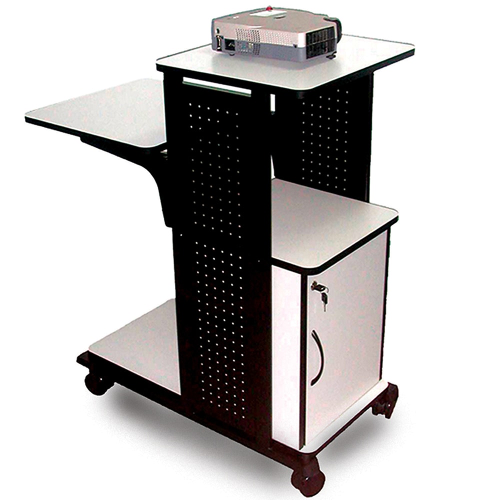 H. Wilson 4-Shelf Presentation Station, Locking Cabinet, 38 1/2inH x 34 1/2inW x 18inD, Black/Gray MPN:WPS4CE