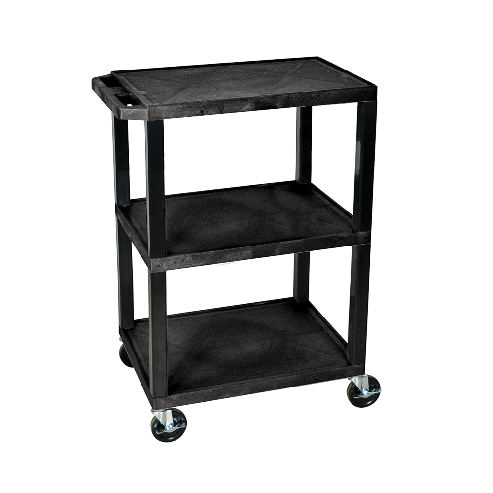 H. Wilson 3-Shelf Plastic Specialty Utility Cart, 34inH x 24inW x 18inD, Black Shelves/Black Legs MPN:WT34S