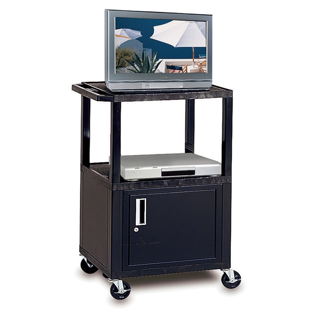 H. Wilson Plastic Utility Cart With Locking Cabinet, 42inH x 24inW x 18in, Black MPN:WT42C2E