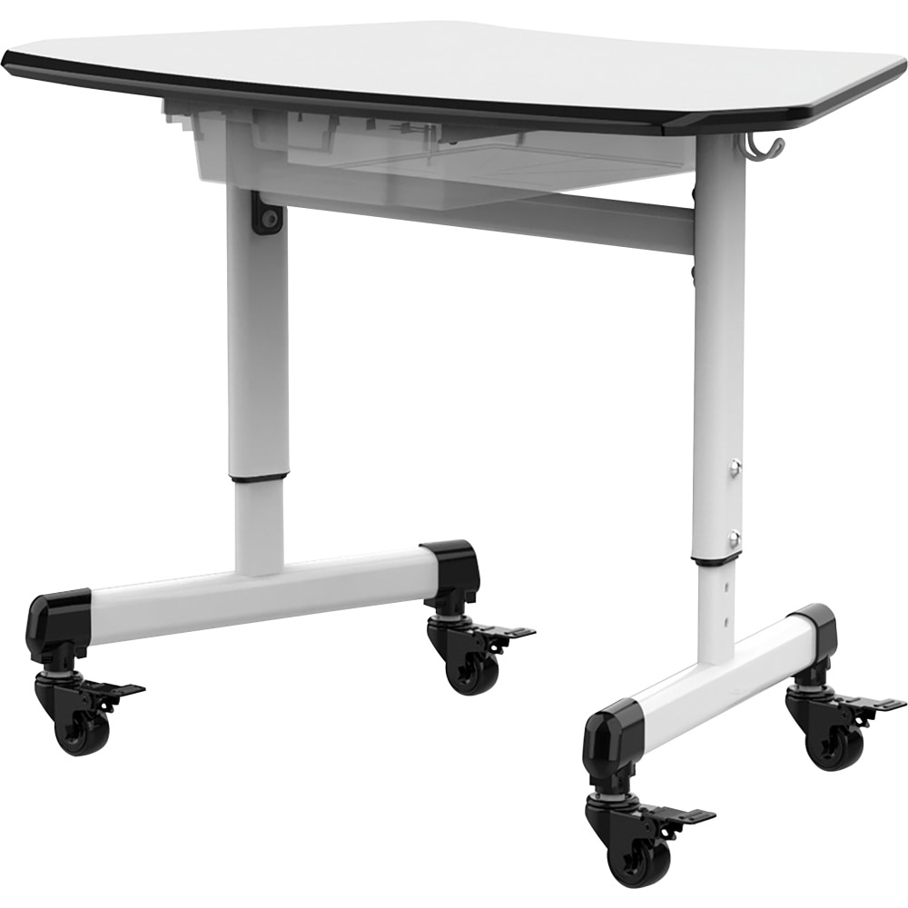 Luxor MBS 29inW Height-Adjustable Trapezoid Student Desk With Drawer, White/Gray MPN:MBS-DESK