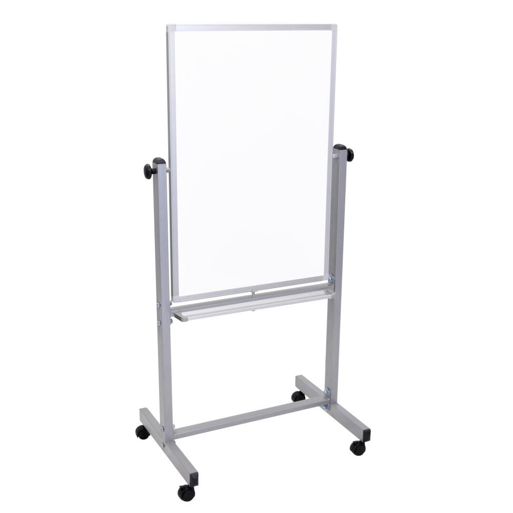 Luxor Double-Sided Magnetic Mobile Dry-Erase Whiteboard, 24in x 36in, Aluminum Frame With Gray Finish MPN:L270