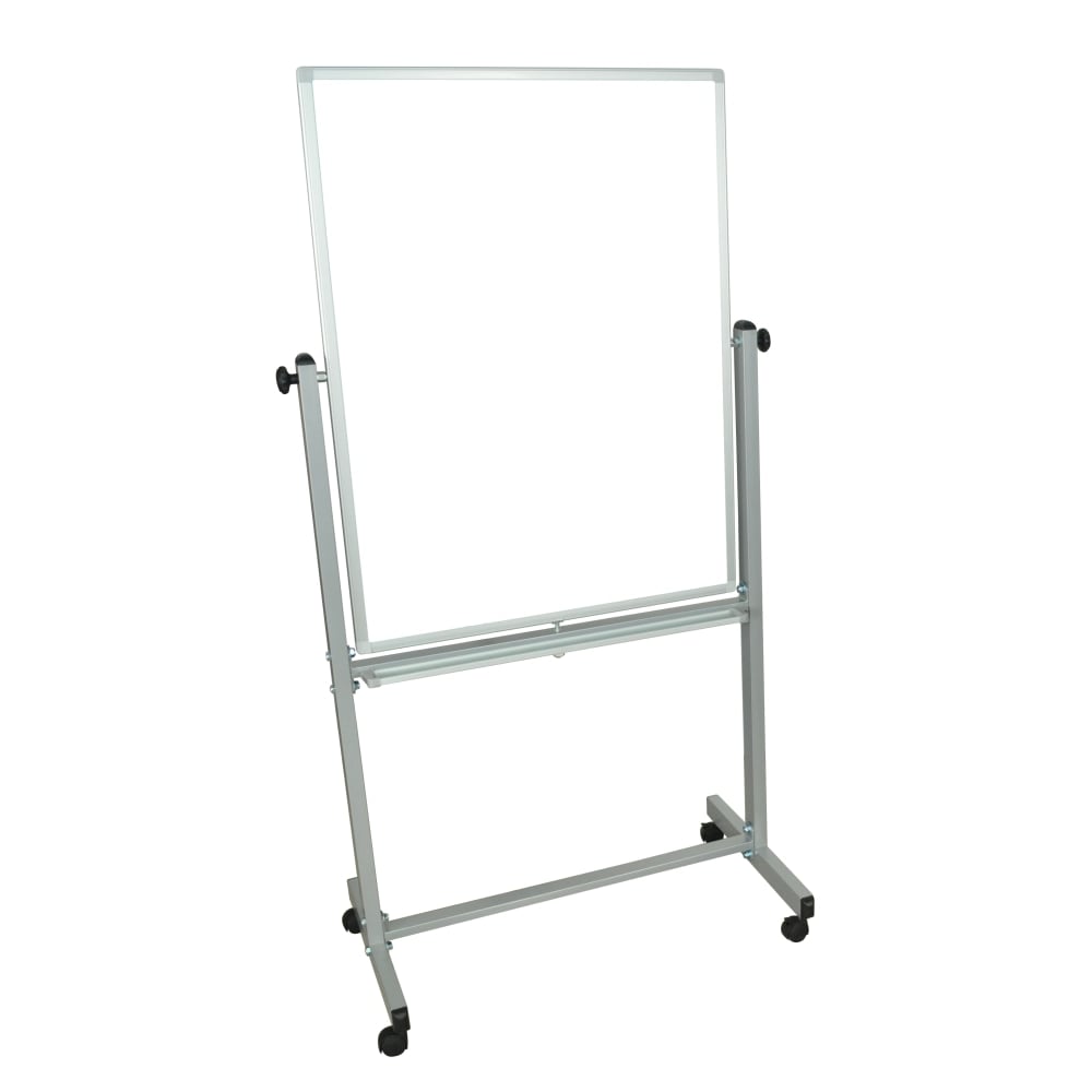 Luxor Double-Sided Magnetic Mobile Dry-Erase Whiteboard, 30in x 40in, Aluminum Frame With Gray Finish MPN:MB304WW