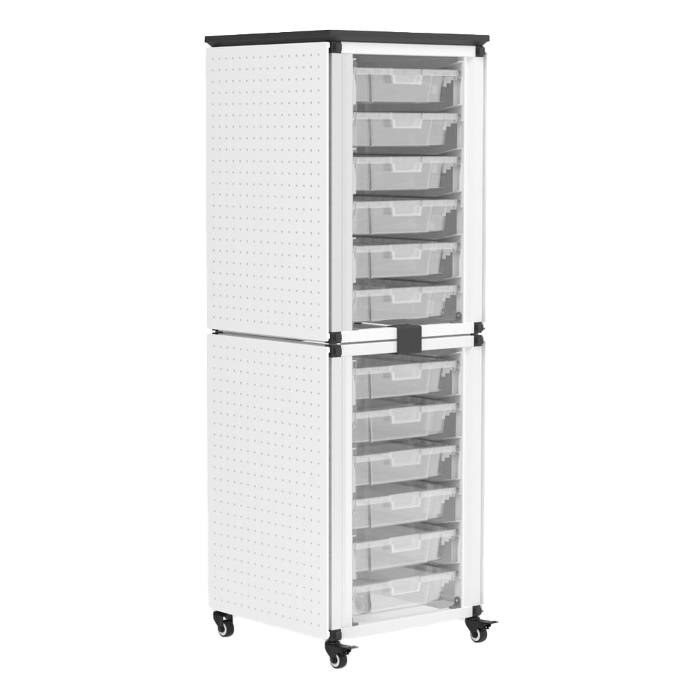 Luxor Modular Classroom Storage Cabinets, 12 Small Bins, 29inH x 18-1/4inW x 18-1/4inD, White, Pack Of 2 Stacked Modules MPN:MBS-STR-12-12S